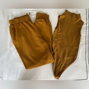 GOOD AMERICAN Joggers with bodysuit sz 2/M and 3/4 M or L